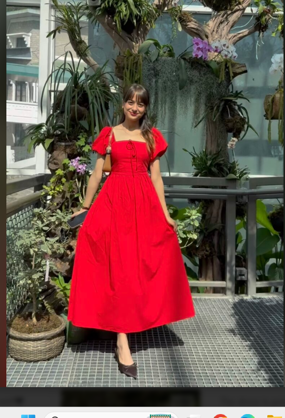 red tie up dress