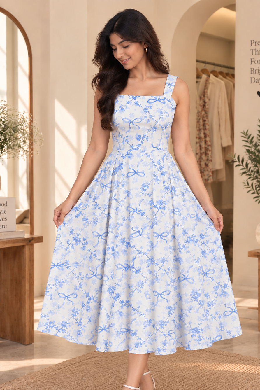Blue Blossom Floral Dress