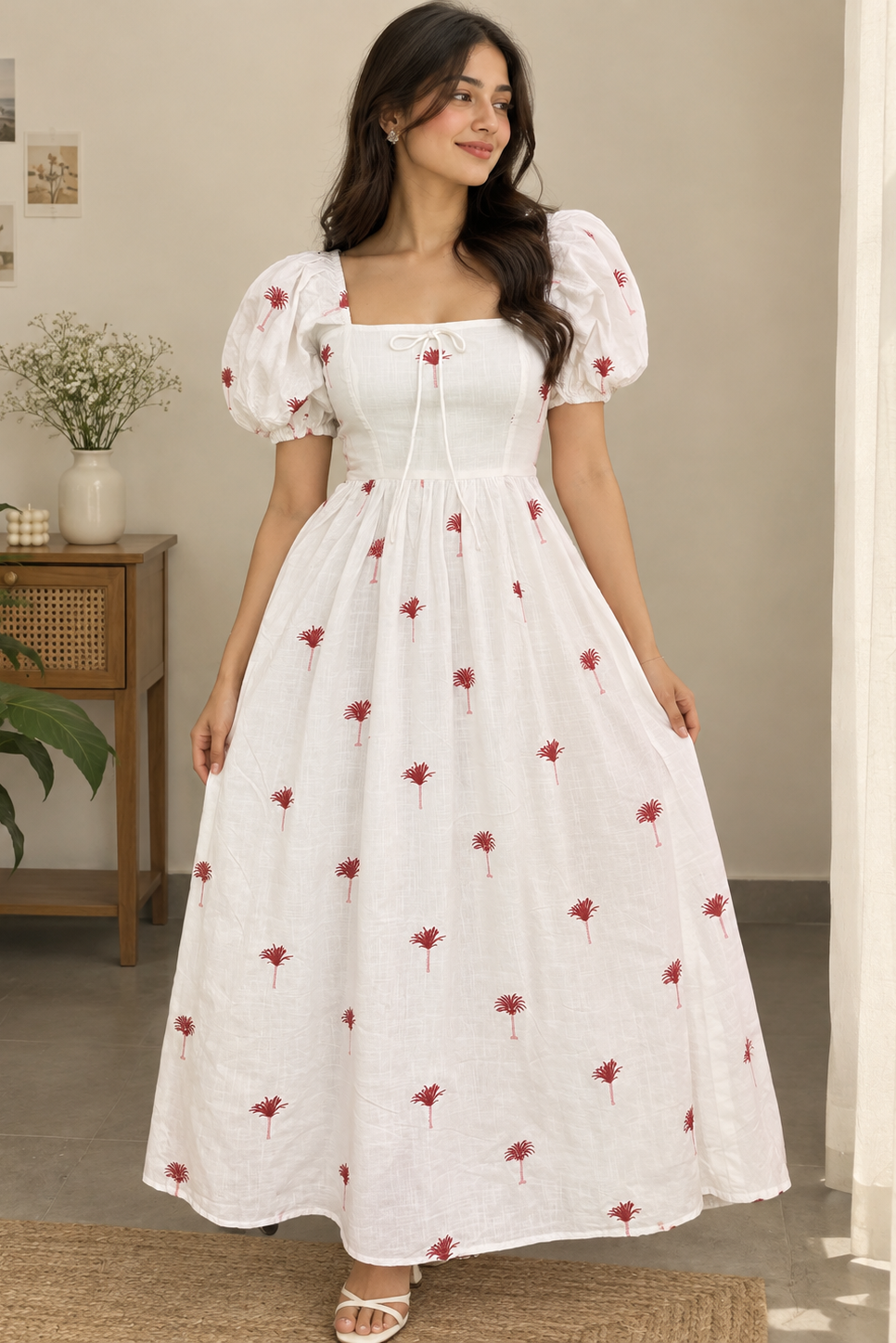 Coco Elan Embroidered Midi Dress