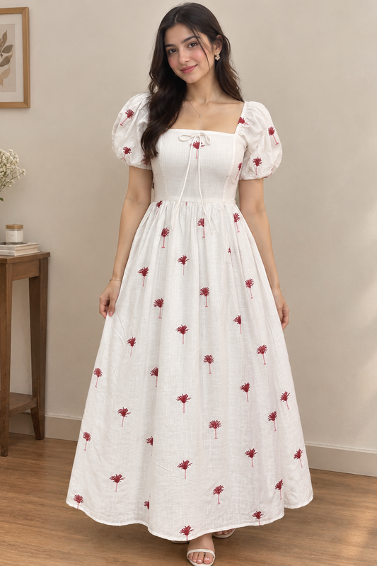 Coco Elan Embroidered Midi Dress