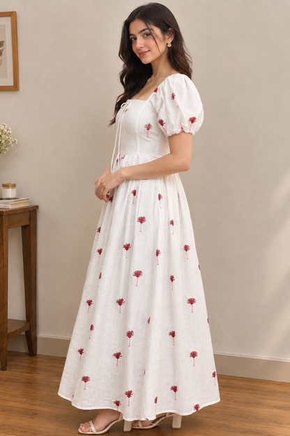 Coco Elan Embroidered Midi Dress