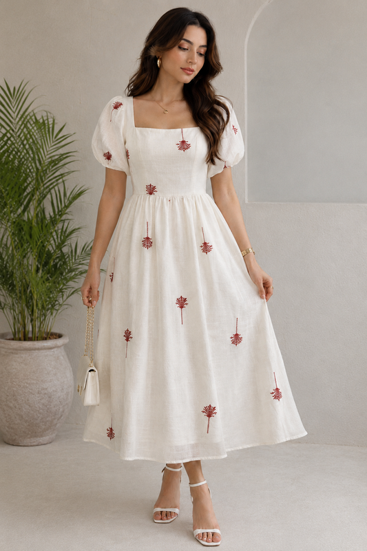 Coco Élan Embroidered Midi Dress