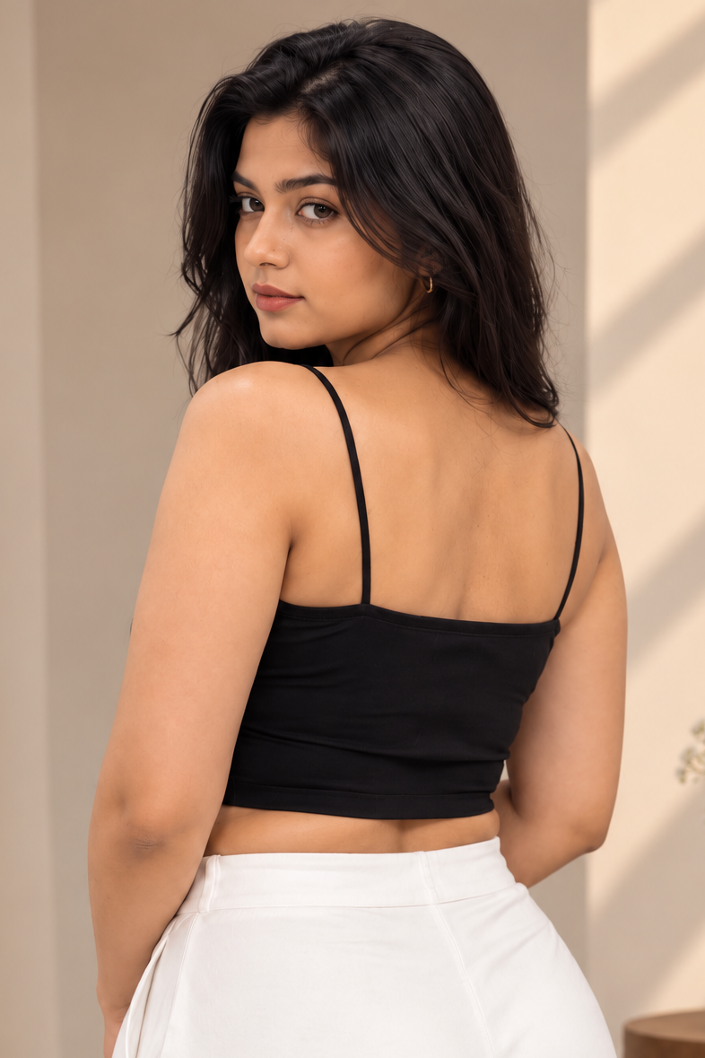 Square Neck Top – Black