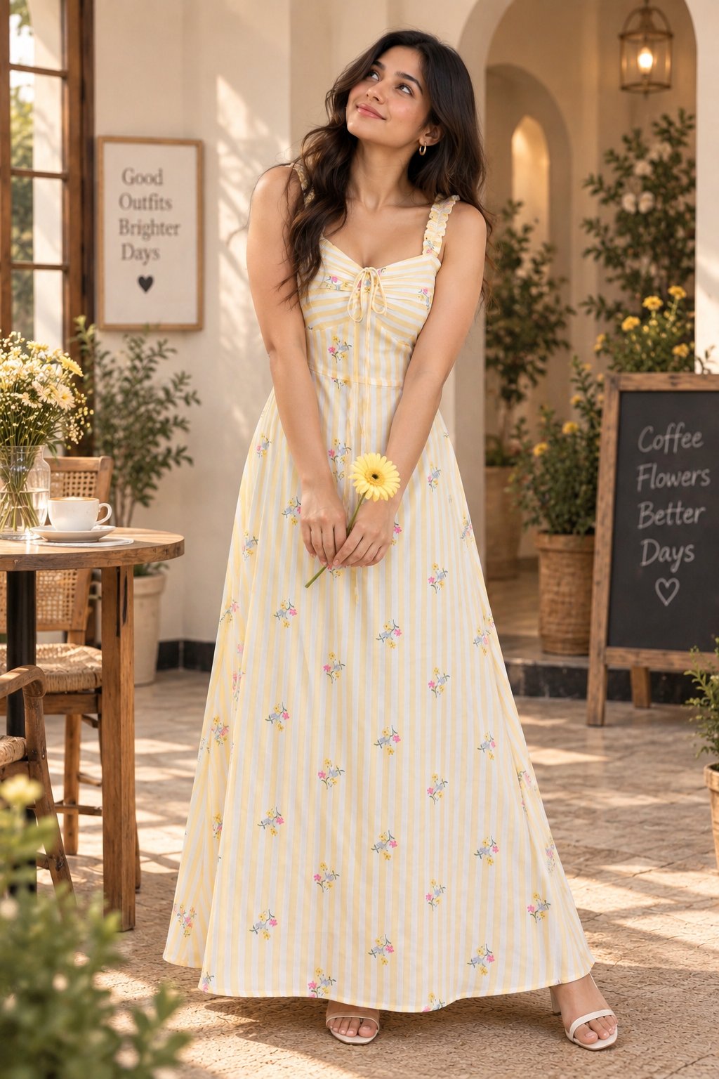 Sunlit Floral Stripe Dress